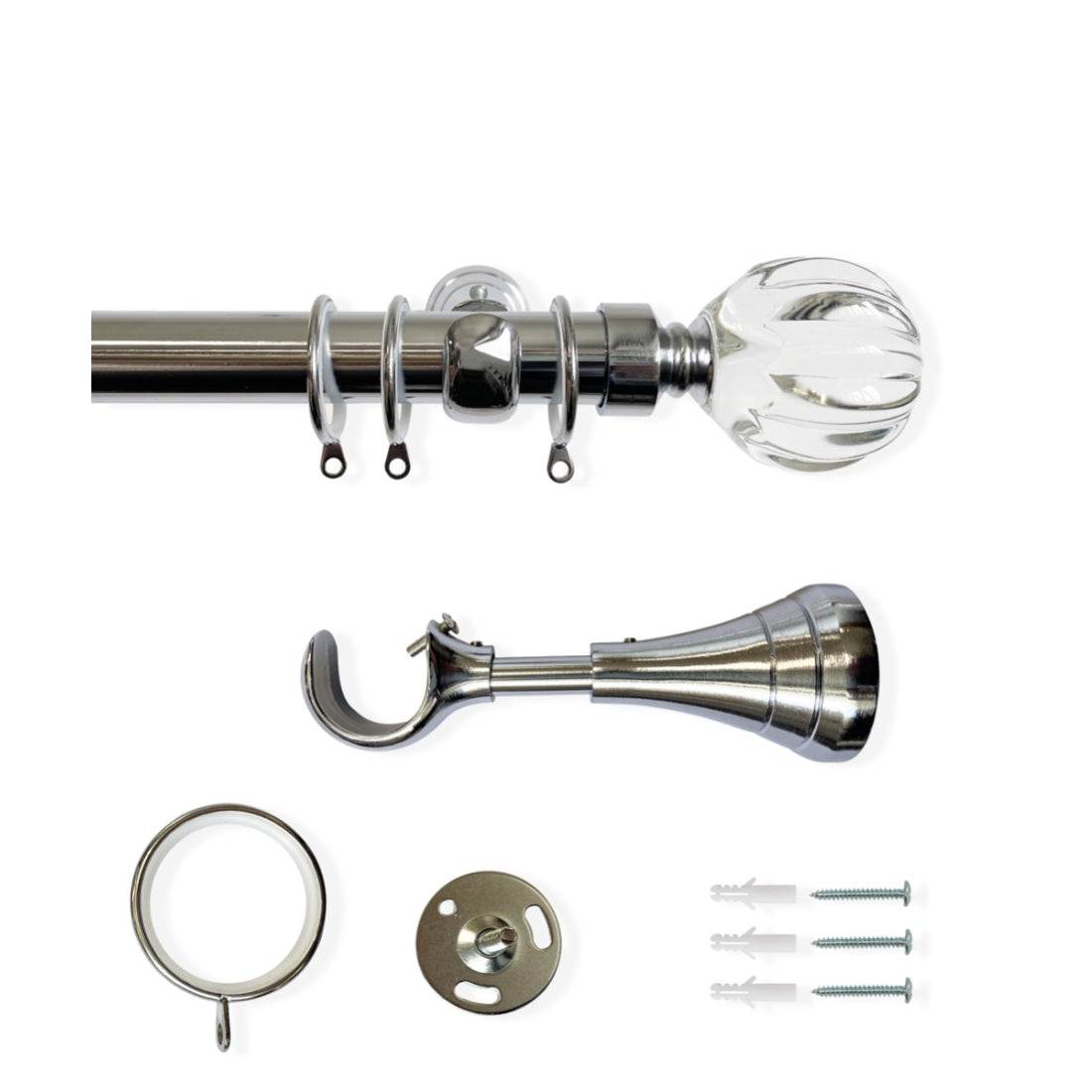 Laura Ashley Vivien 28mm Metal Curtain Pole - Chrome