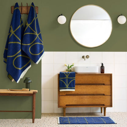 Orla Kiely Linear Stem Bath Mat - Navy/Olive