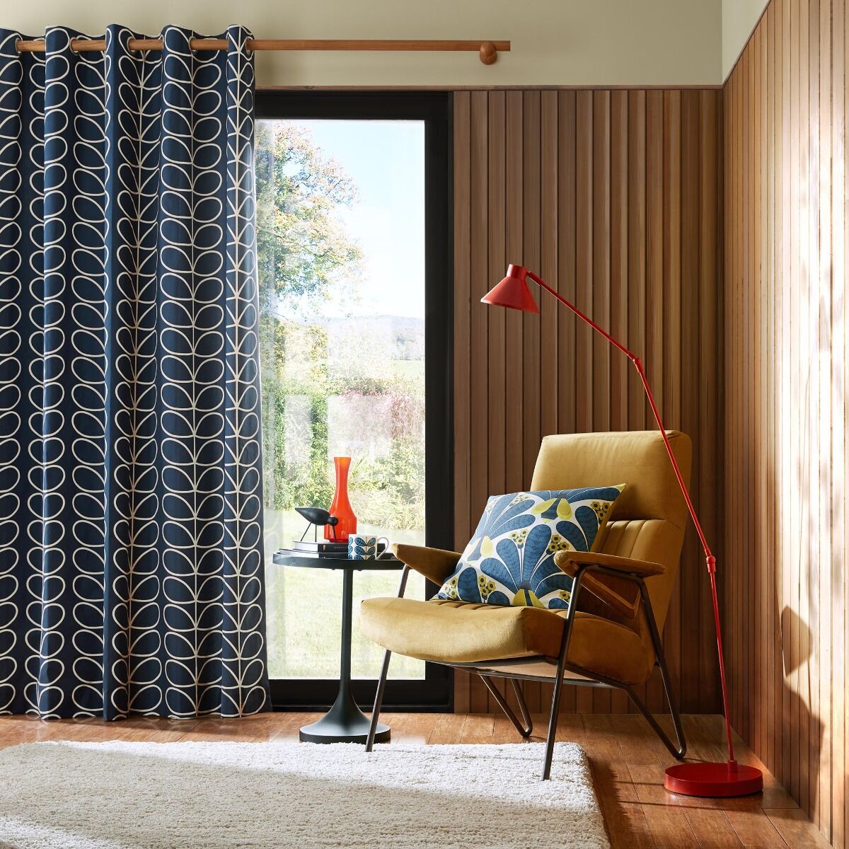 Orla Kiely Linear Stem Eyelet Curtains - Whale
