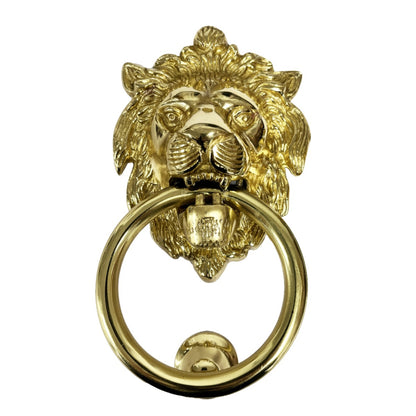 Jones Lion Door Knocker - Polished Brass