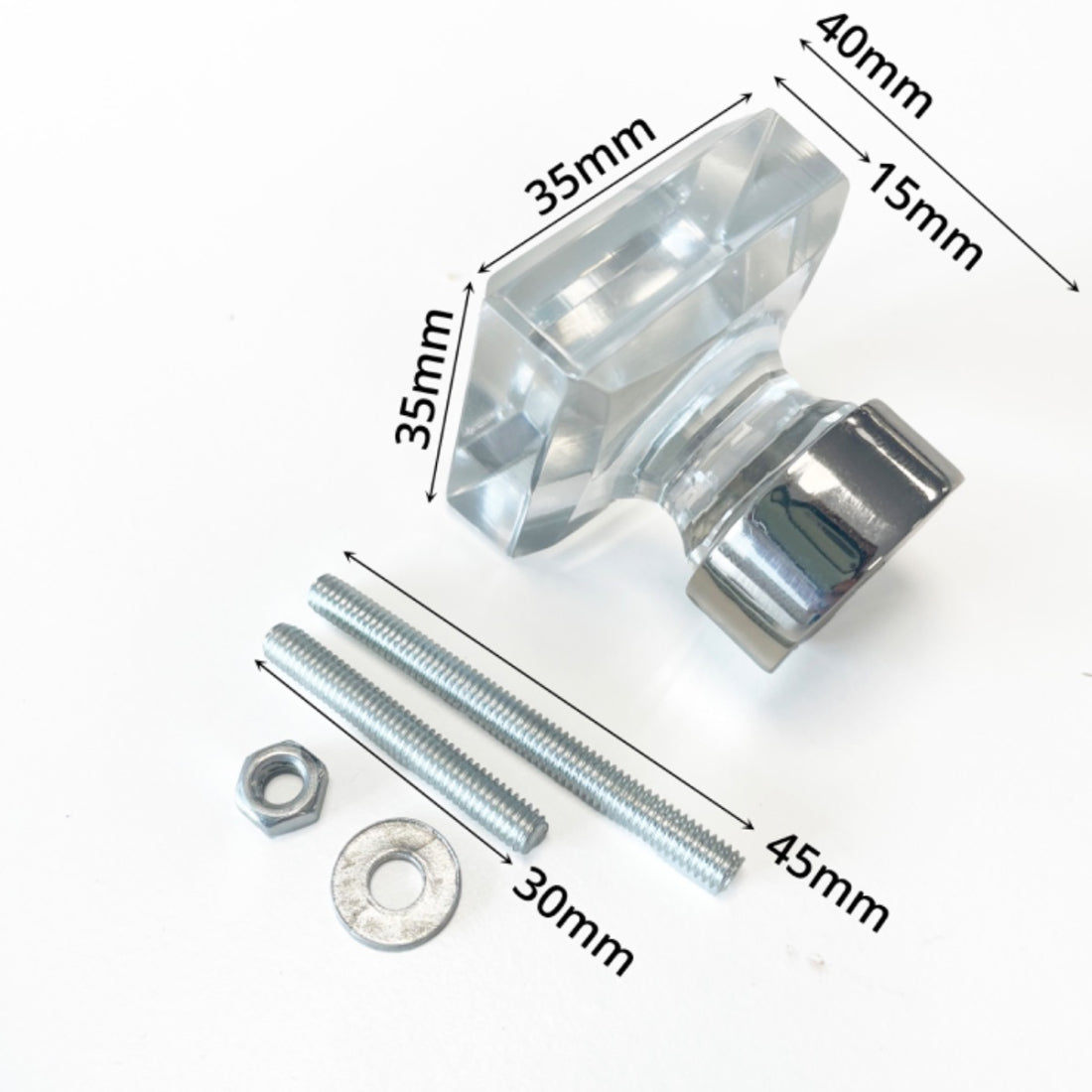 Jones Margot Square Glass Cabinet Knobs (Pack of 10) - Nickel