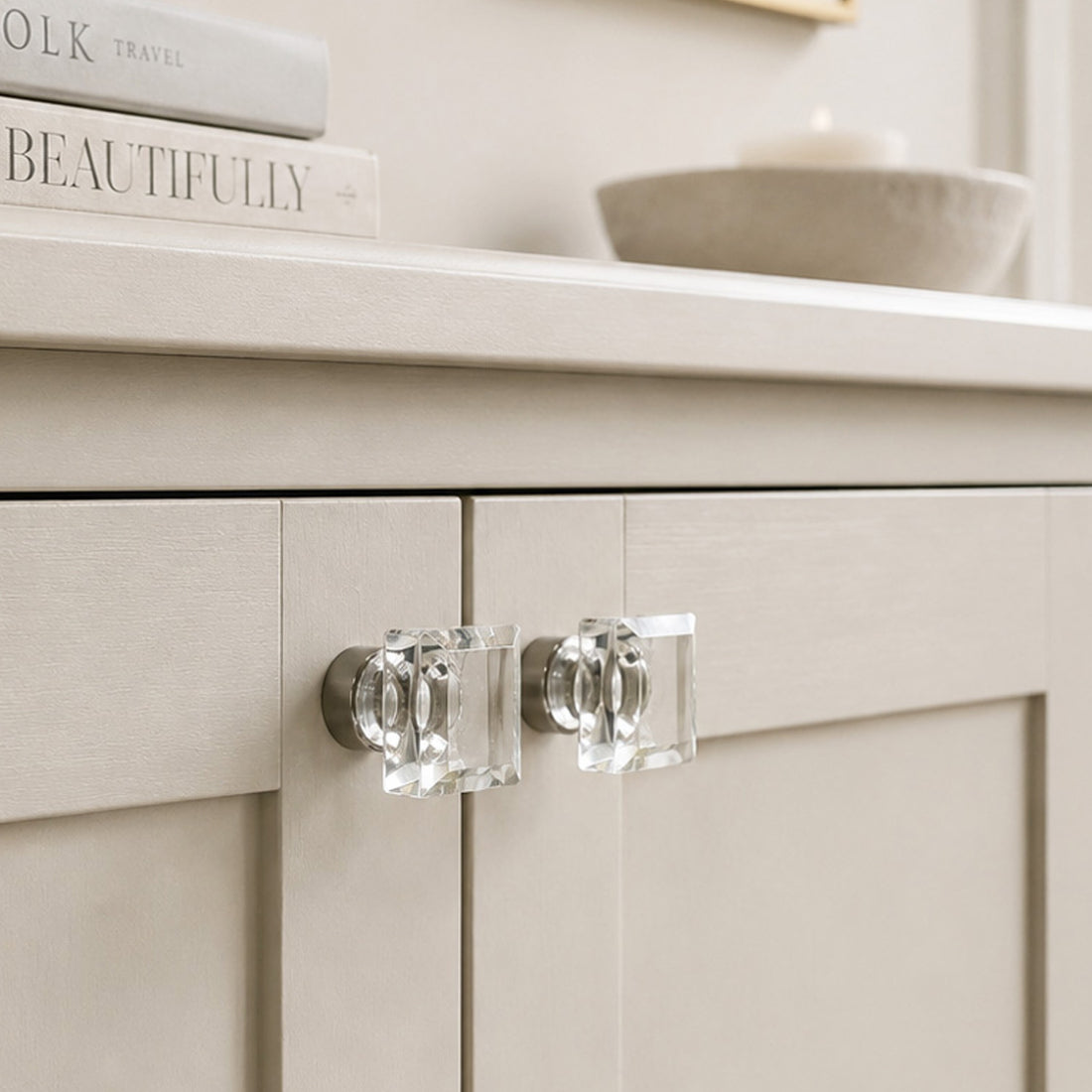 Jones Margot Square Glass Cabinet Knobs (Pack of 10) - Nickel