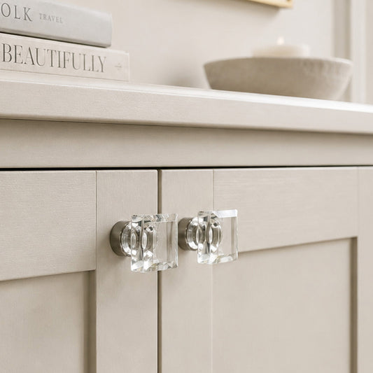 Jones Margot Square Glass Cabinet Knobs (Pack of 10) - Nickel