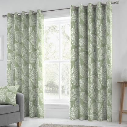 Matteo Pair of Eyelet Curtains by Fusion in Green - Pair of Eyelet Curtains - Fusion