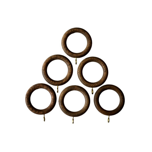 Laura Ashley Mitchell 28mm Wooden Curtain Rings (Pack of 6) - Dark Chestnut
