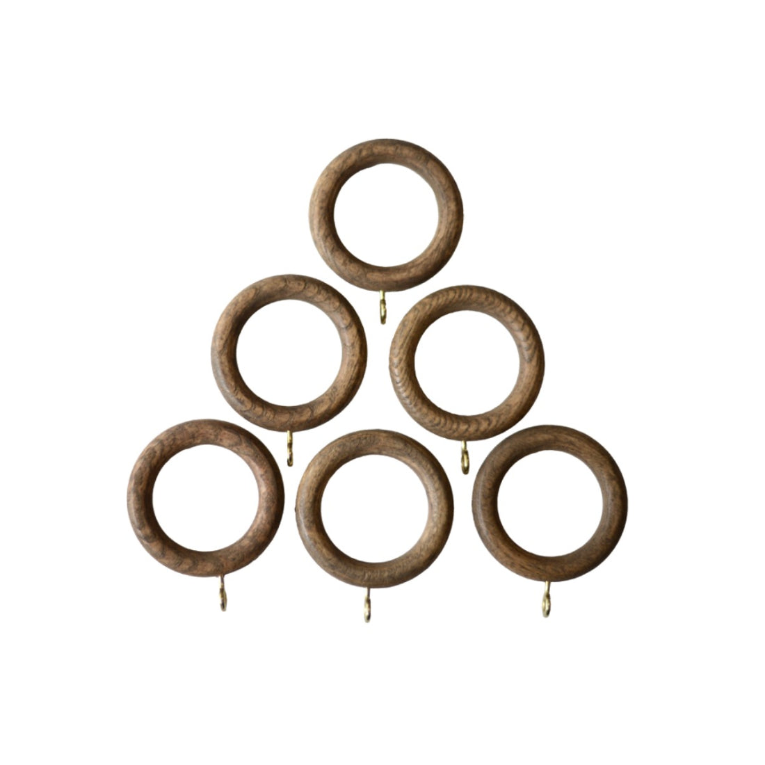 Laura Ashley Mitchell 28mm Wooden Curtain Rings (Pack of 6) - Light Chestnut