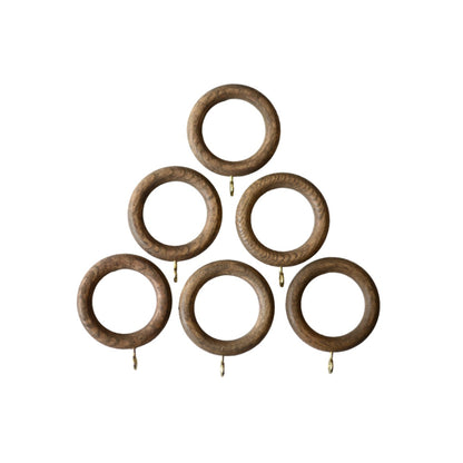 Laura Ashley Mitchell 28mm Wooden Curtain Rings (Pack of 6) - Light Chestnut