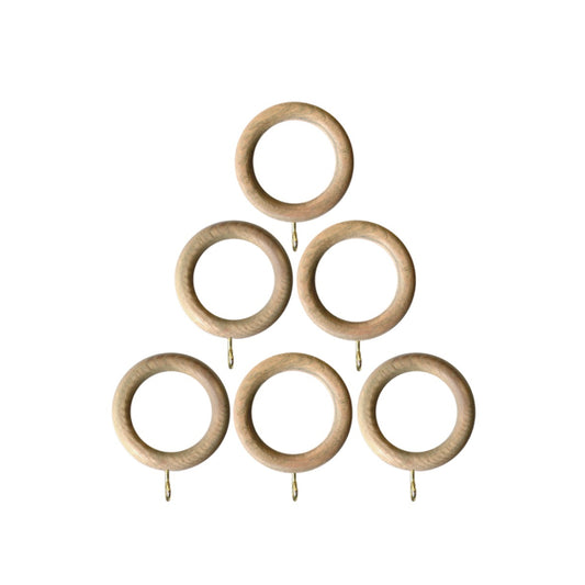 Laura Ashley Mitchell 28mm Wooden Curtain Rings (Pack of 6) - Washed Oak