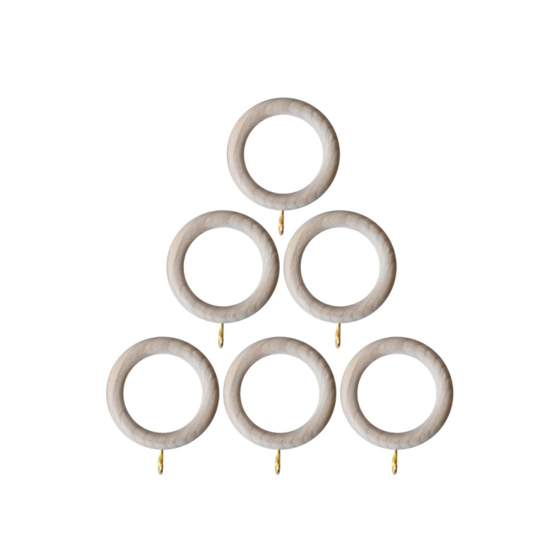 Laura Ashley Mitchell 28mm Wooden Curtain Rings (Pack of 6) - Washed White