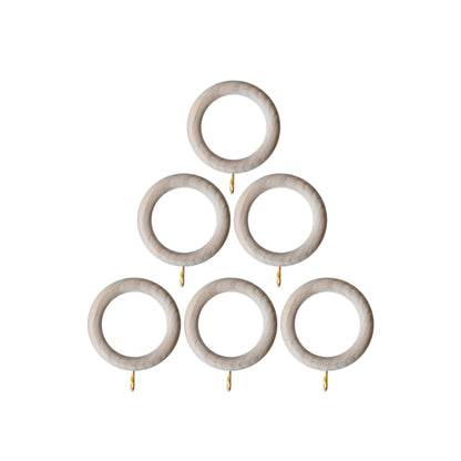 Laura Ashley Mitchell 28mm Wooden Curtain Rings (Pack of 6) - Washed White