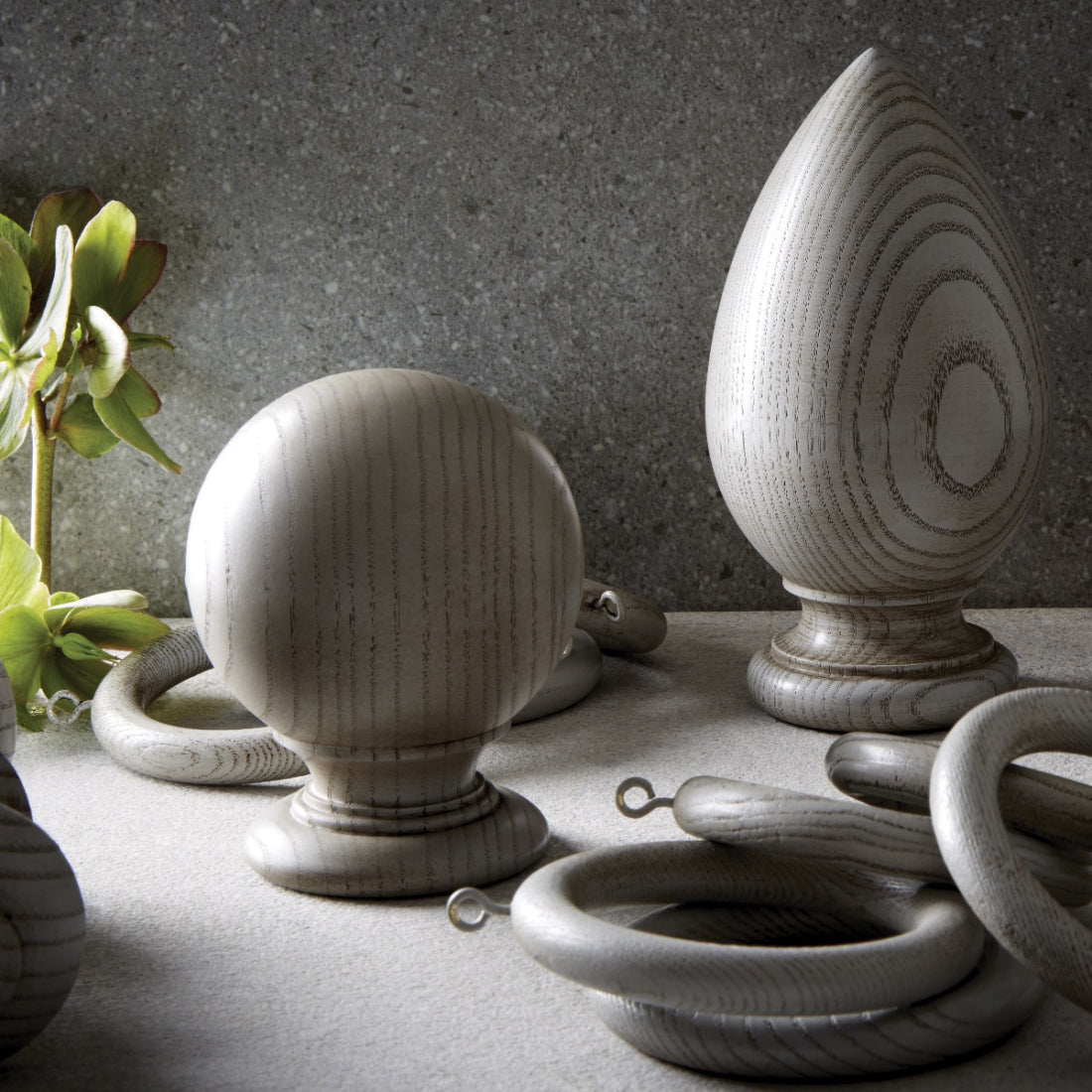 Jones Oakham Ball 50mm Wooden Curtain Pole - Tusk