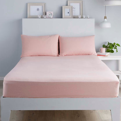 Plain Dyed 32cm Fitted Bed Sheet by Serene in Blush - 32cm Fitted Bed Sheet - Serene