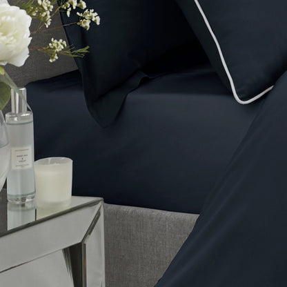 Plain Dyed 32cm Fitted Bed Sheet by Serene in Navy - 32cm Fitted Bed Sheet - Serene