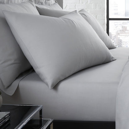 Plain Dyed Pair of Housewife Pillowcases by Serene in Silver 50 x 75cm - Pair of Housewife Pillowcases - Serene