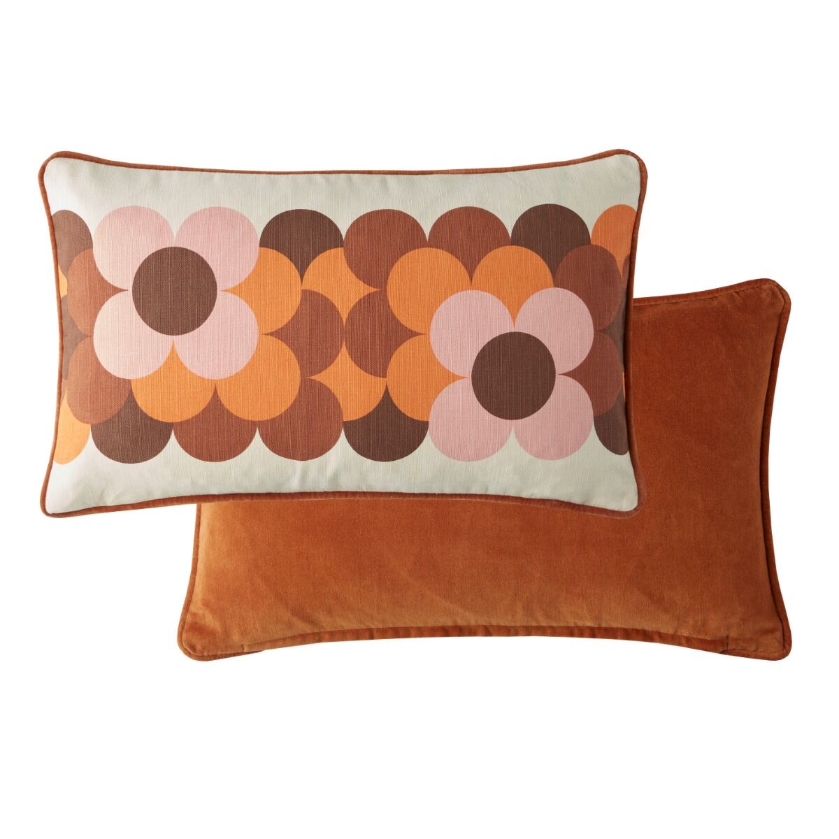 Orla Kiely Retro Flower Stripe Filled Cushion - Canyon