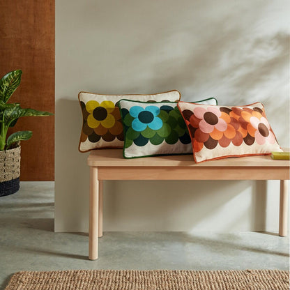 Orla Kiely Retro Flower Stripe Filled Cushion - Canyon