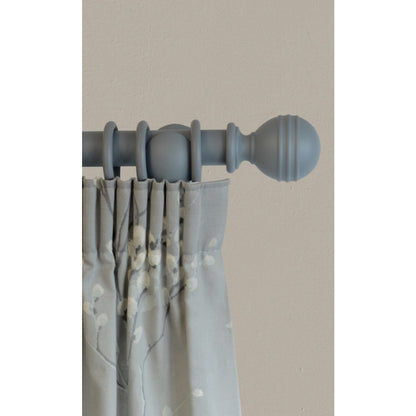 Laura Ashley Ribbed Ball 35mm Wooden Curtain Pole - Dark Slate