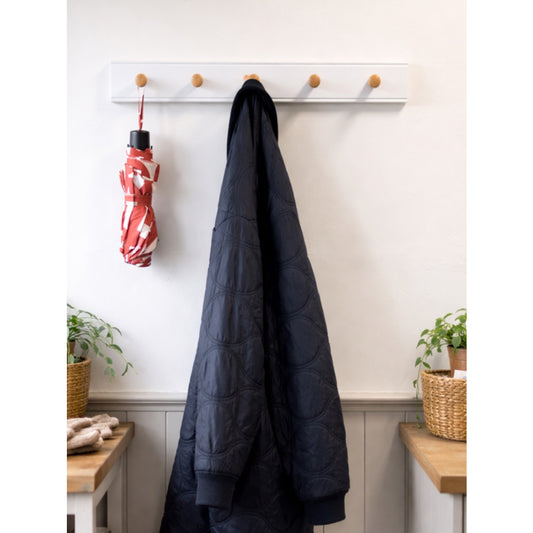 Laura Ashley Ribbed 5 Peg Coat Hook - Pale Dove Grey