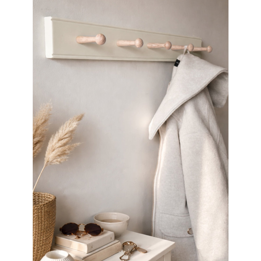 Laura Ashley Ribbed 5 Peg Coat Hook - Soft Natural