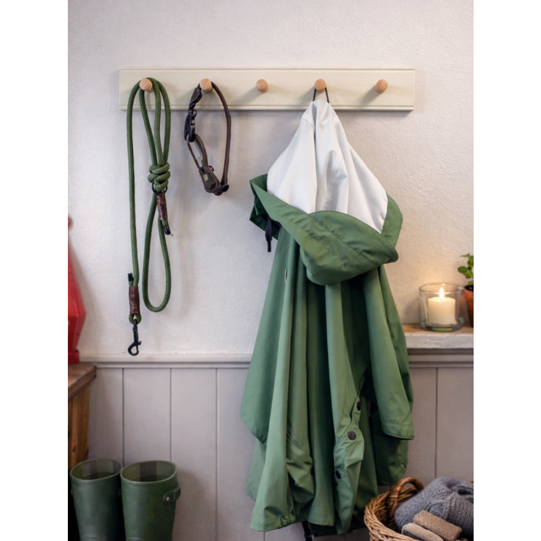 Laura Ashley Ribbed 5 Peg Coat Hook - Soft Natural