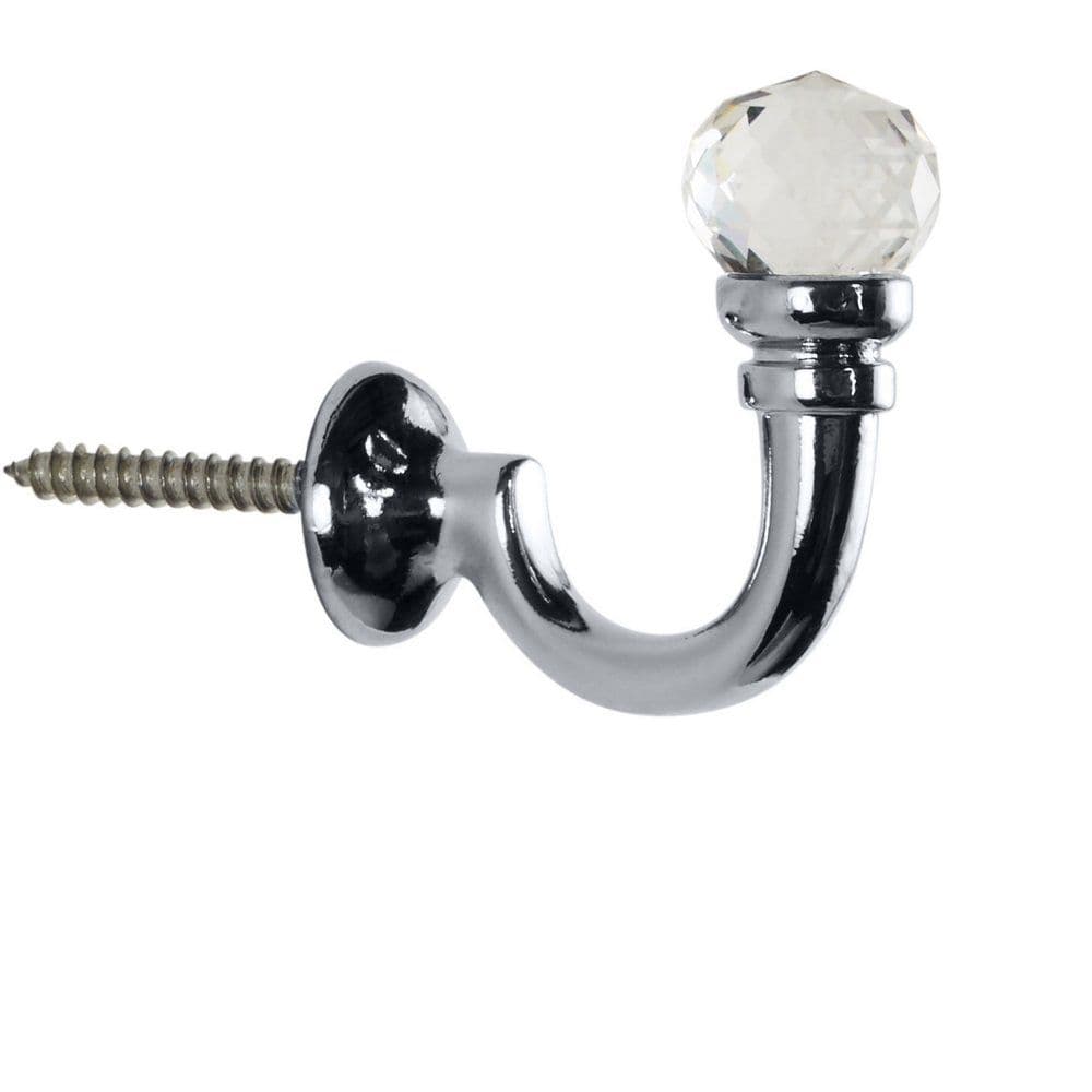 Hallis Neo Premium Clear Faceted Ball Metal Curtain Tassel Hooks (Pair) - Chrome