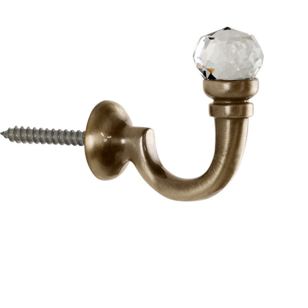 Hallis Neo Premium Clear Faceted Ball Metal Curtain Tassel Hooks (Pair) - Spun Brass