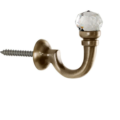 Hallis Neo Premium Clear Faceted Ball Metal Curtain Tassel Hooks (Pair) - Spun Brass