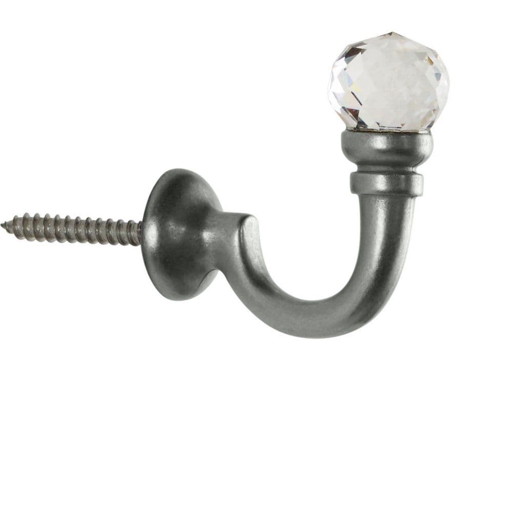 Hallis Neo Premium Clear Faceted Ball Metal Curtain Tassel Hooks (Pair) - Stainless Steel