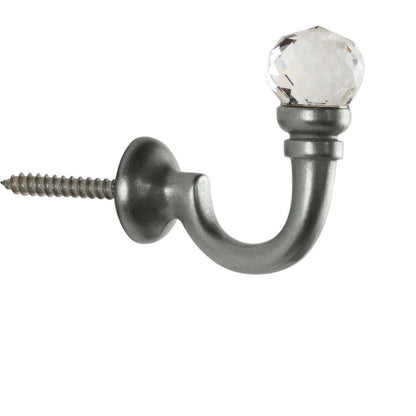 Hallis Neo Premium Clear Faceted Ball Metal Curtain Tassel Hooks (Pair) - Stainless Steel