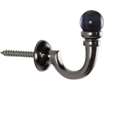 Hallis Neo Premium Smoke Ball Metal Curtain Tassel Hooks (Pair) - Black Nickel