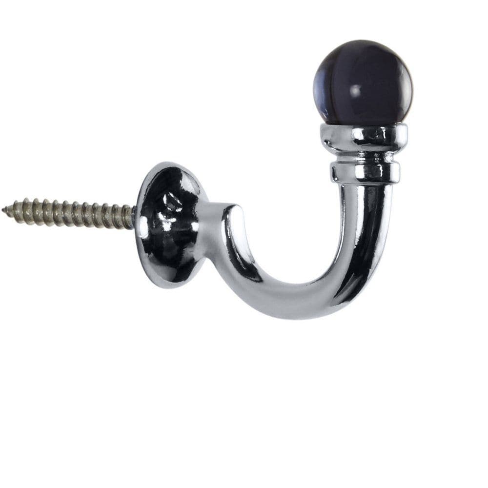 Hallis Neo Premium Smoke Ball Metal Curtain Tassel Hooks (Pair) - Chrome