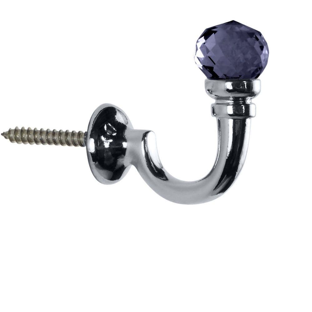 Hallis Neo Premium Smoke Faceted Ball Metal Curtain Tassel Hooks (Pair) - Chrome
