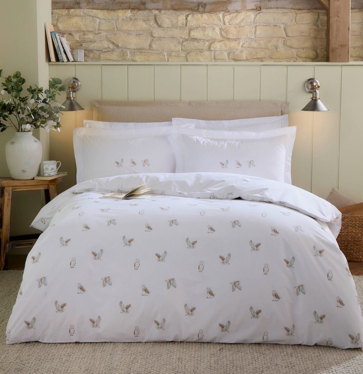 Sophie Allport Snowy Owls Duvet Cover Set - White