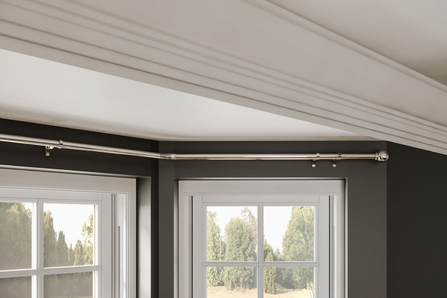 Speedy Ball 28mm 3-Sided Eyelet Bay Window Curtain Pole 400cm - Chrome