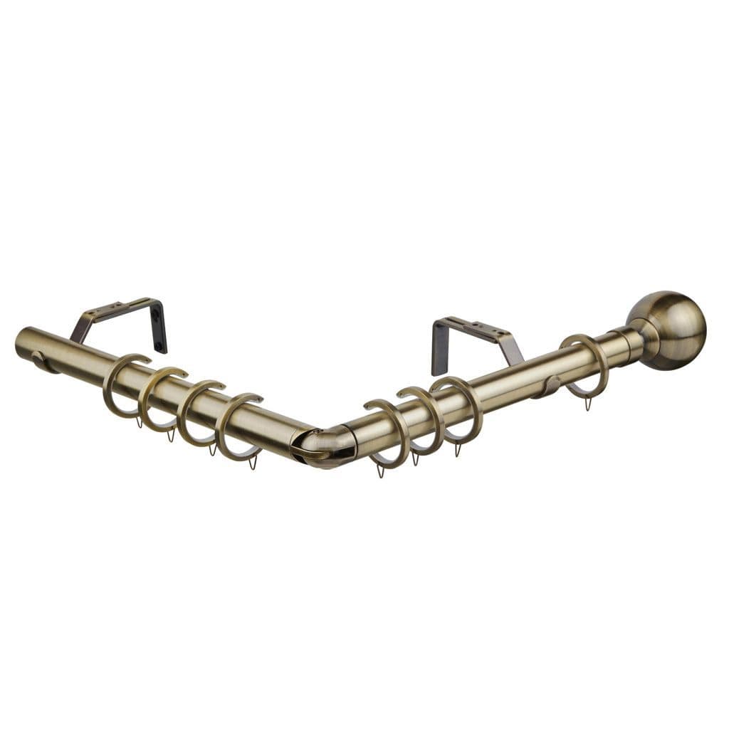 Speedy Ball 28mm 5-Sided Bay Window Curtain Pole 475cm - Antique Brass