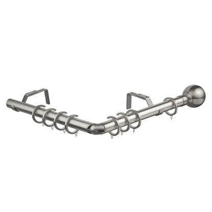 Speedy Ball 28mm 5-Sided Bay Window Curtain Pole 475cm - Satin Silver