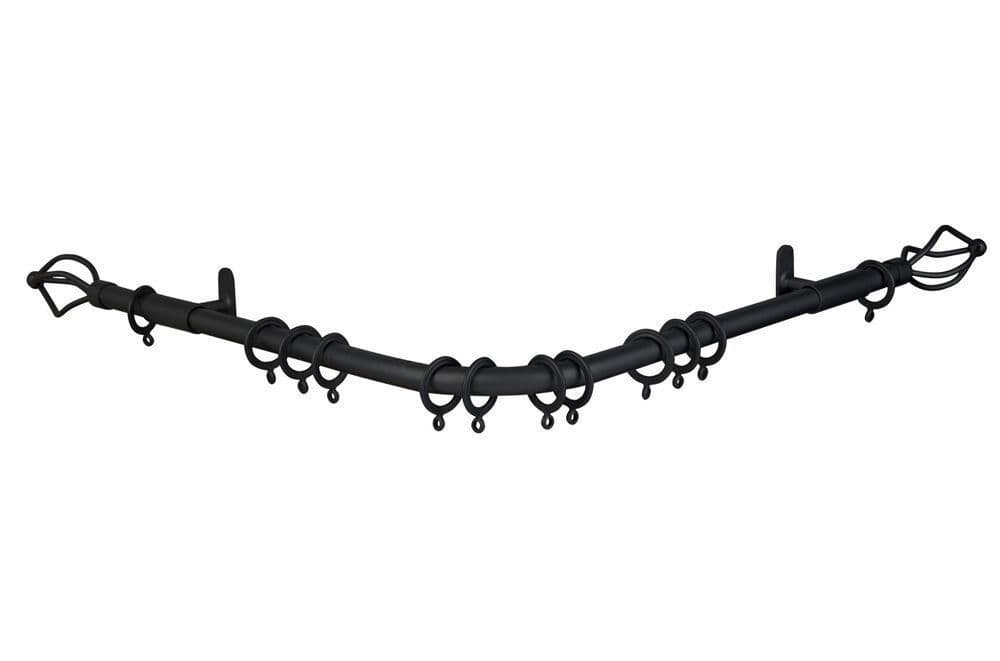 Speedy County Crown 19mm 3-Sided Bay Window Curtain Pole 420cm - Black