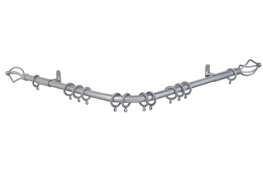 Speedy County Crown 19mm 3-Sided Bay Window Curtain Pole 420cm - Silver