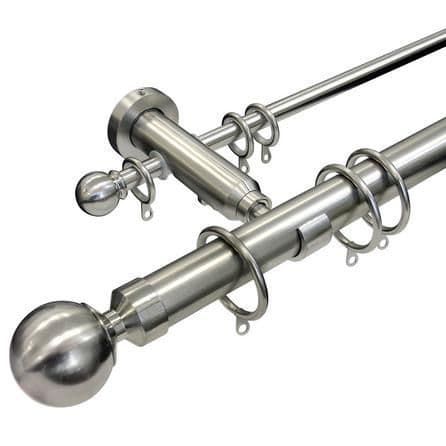 Speedy Dual 13mm/28mm Double Metal Curtain Pole - Satin Silver