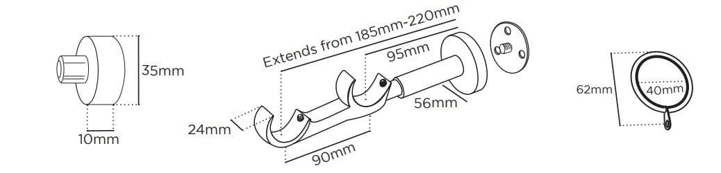 Speedy Poles Apart 19mm/28mm Double Metal Curtain Pole - Satin Silver
