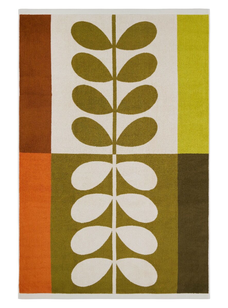 Orla Kiely Stem Check Bath Towels - Hazel/Ochre