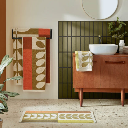 Orla Kiely Stem Check Bath Towels - Hazel/Ochre