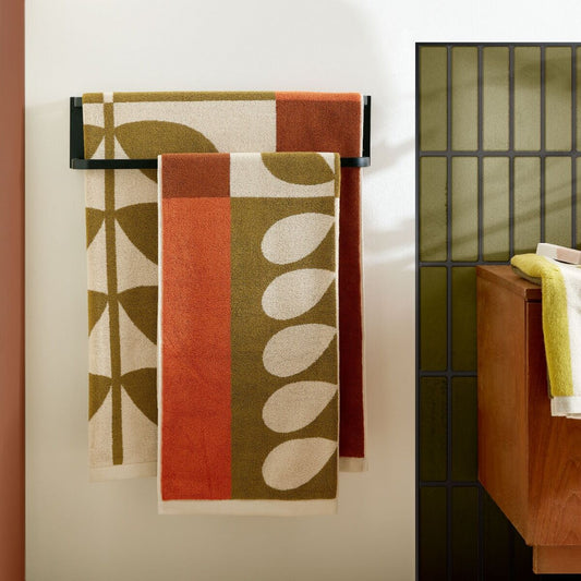 Orla Kiely Stem Check Bath Towels - Hazel/Ochre