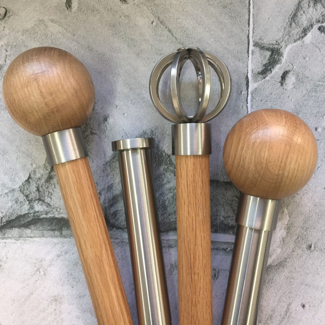 Jones Lunar Oak Sphere 28mm Metal Curtain Pole - Matt Nickel