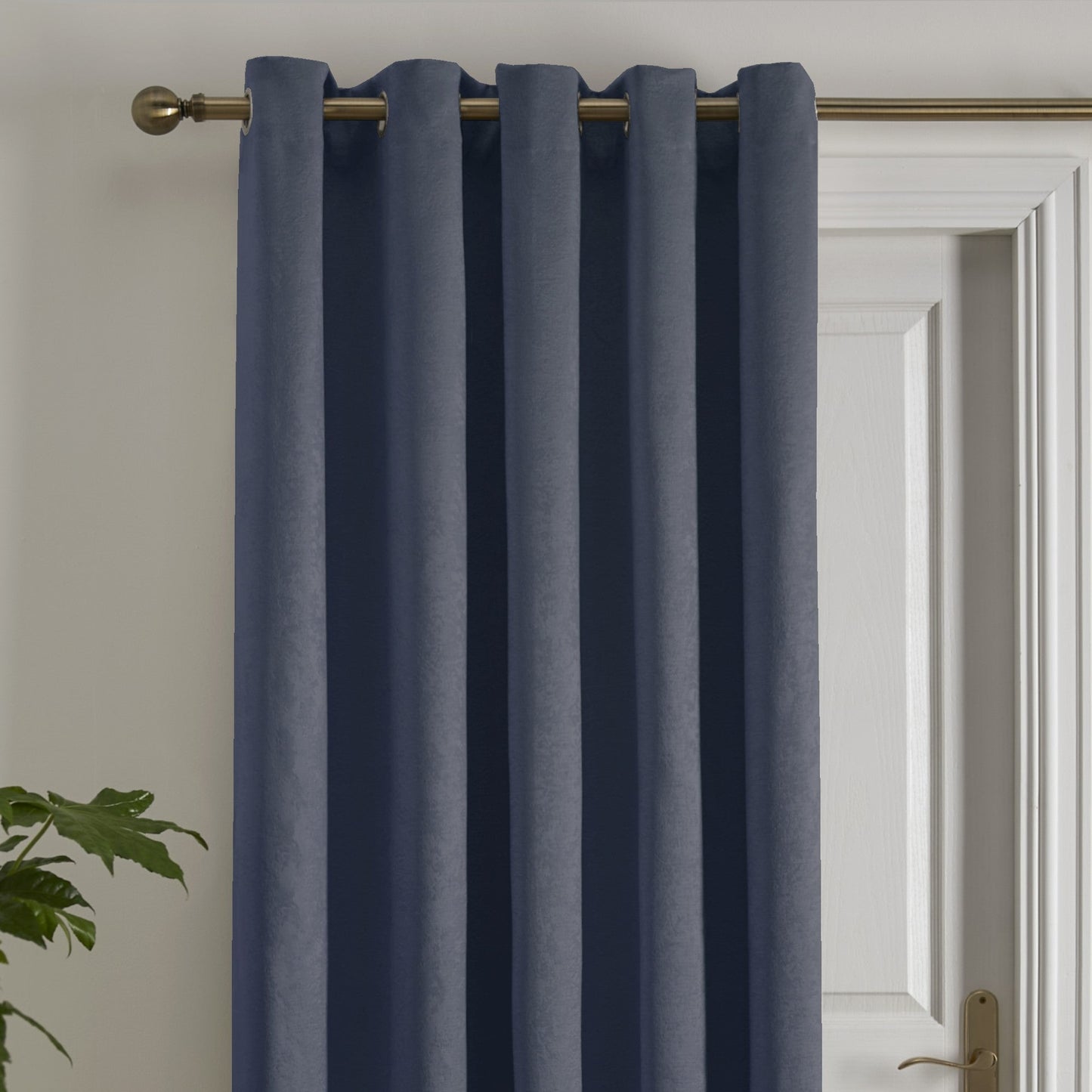 Strata Eyelet Single Panel Door Curtain by Fusion in Navy - Eyelet Single Panel Door Curtain - Fusion