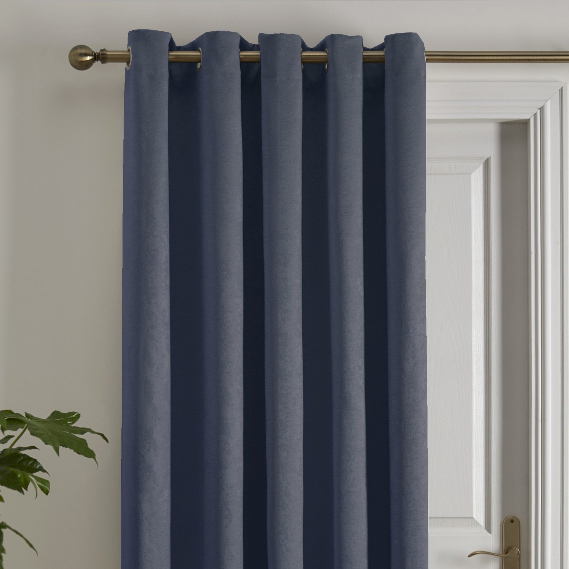 Strata Eyelet Single Panel Door Curtain by Fusion in Navy - Eyelet Single Panel Door Curtain - Fusion