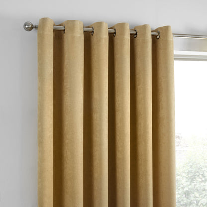 Strata Pair of Eyelet Curtains by Fusion in Ochre - Pair of Eyelet Curtains - Fusion