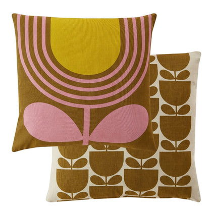 Orla Kiely Striped Tulip Filled Cushion - Pink/Ochre