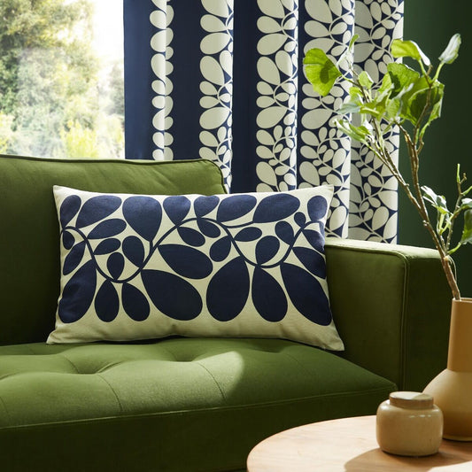 Orla Kiely Sycamore Stripe Filled Cushion - Space Blue/Olive
