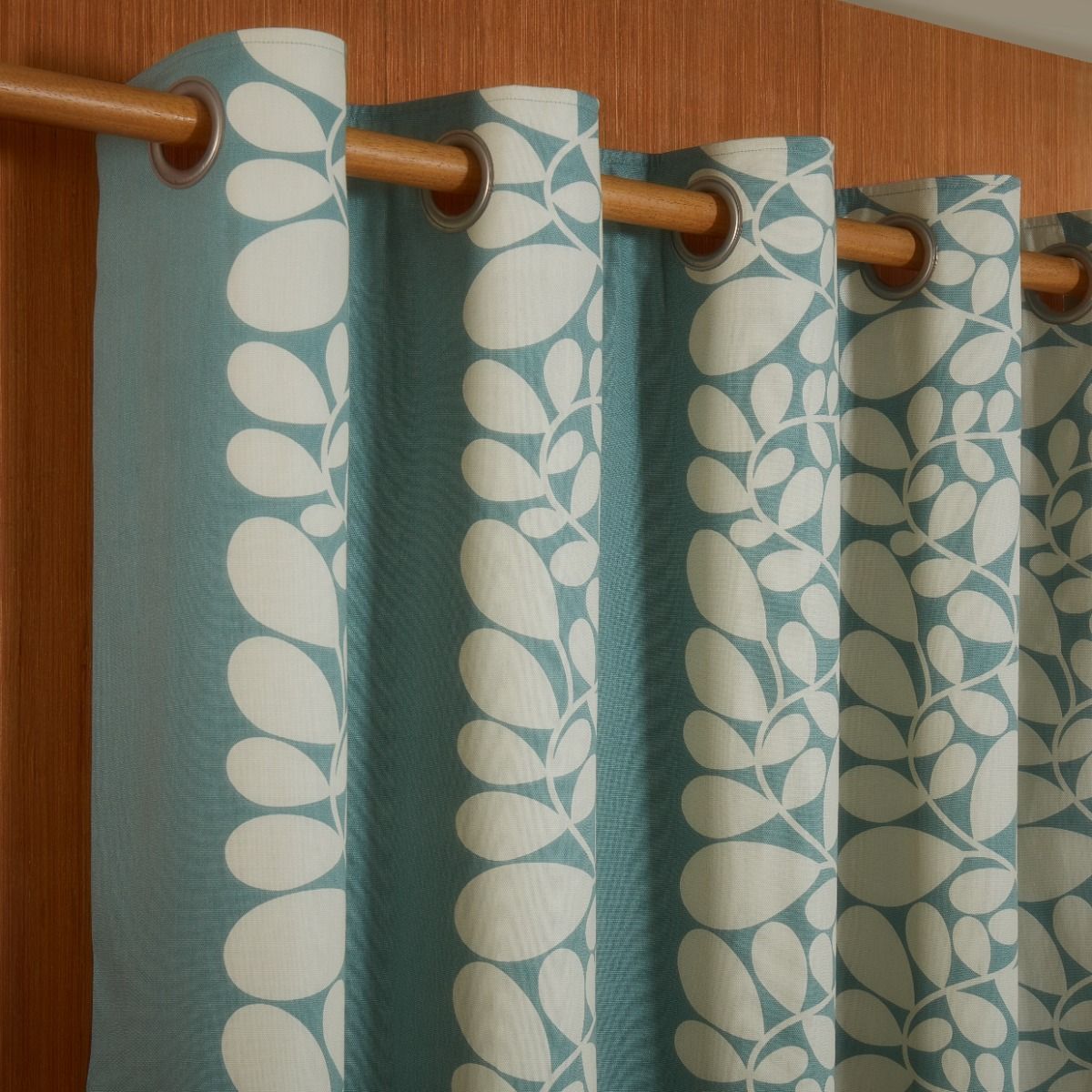 Orla Kiely Sycamore Stripe Eyelet Curtains - Duck Egg